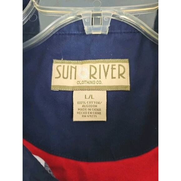 Vntg. American Flag Short Sleeve Buttons Shirt~Mens Size L~Sun River Clothing Co - Picture 10 of 11